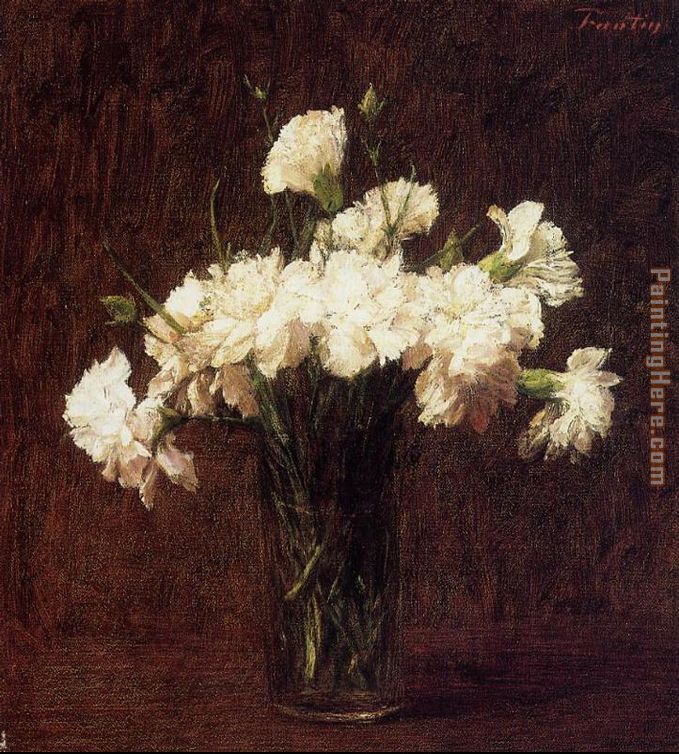 White Carnations painting - Henri Fantin-Latour White Carnations art painting